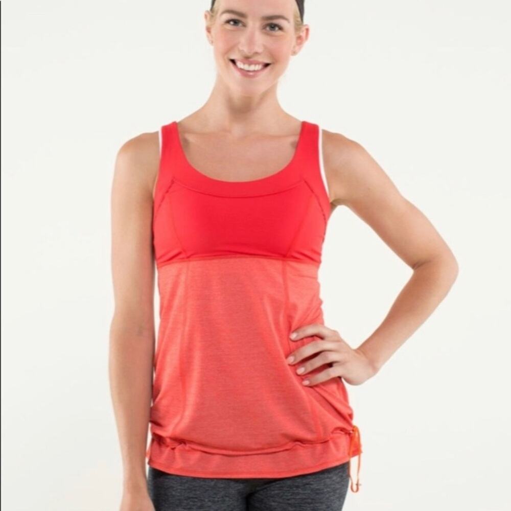 Lululemon Run Ta Ta Topper Love Red Built In Bra Tank Size Tag Missing Est. 6